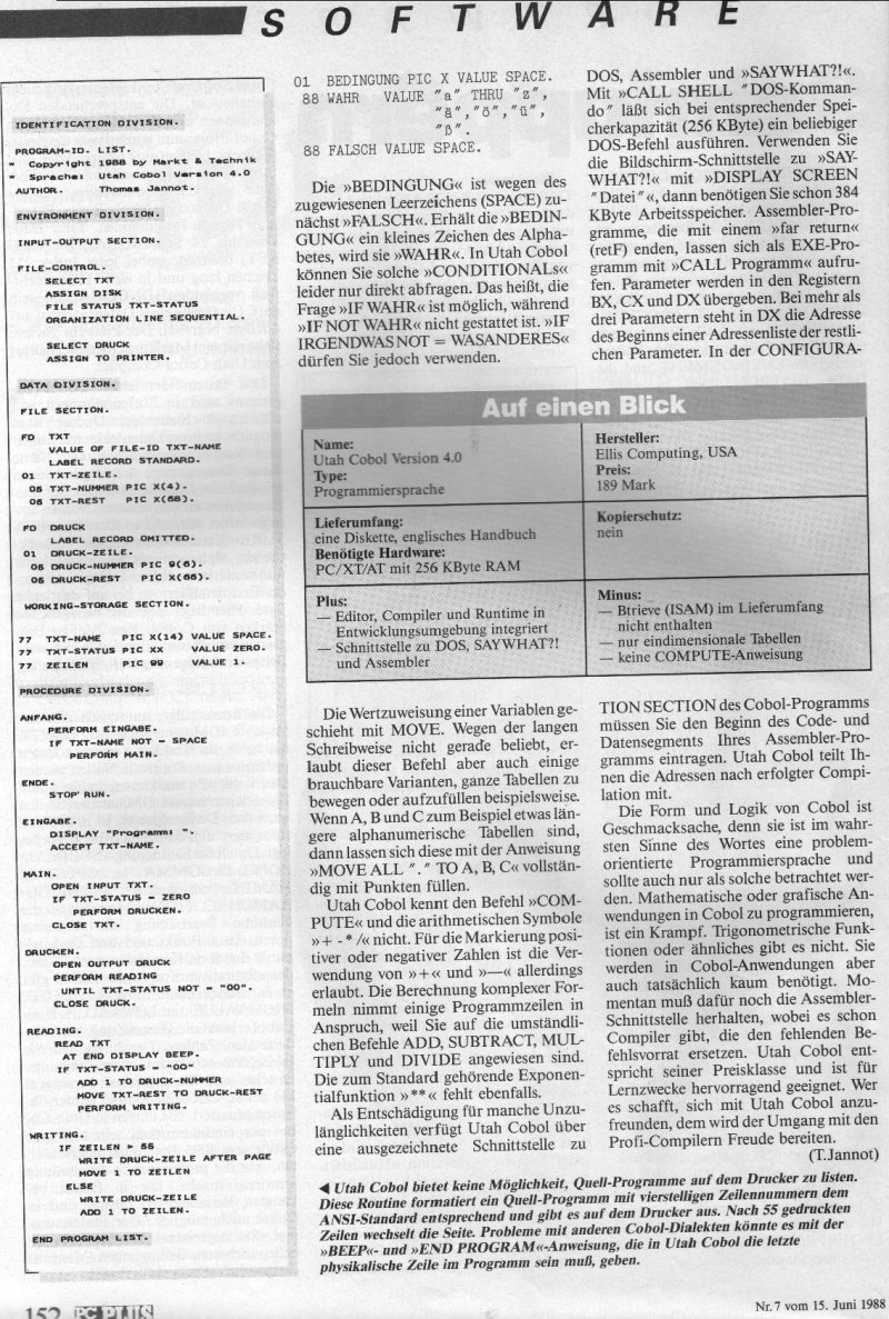 1988 - Cobol zum Schnuppern 3
