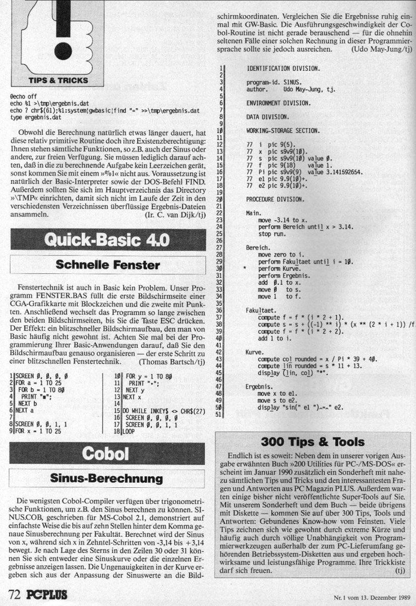 1989 - Sinus in Cobol berechnen